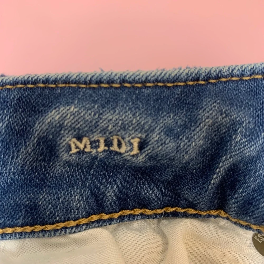 American Eagle MIDI Denim Shorts Women 2 Blue Excellent Distressed Lace Stretch